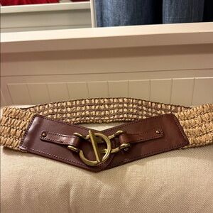 Fossil Tan Woven Belt with Brown Accent